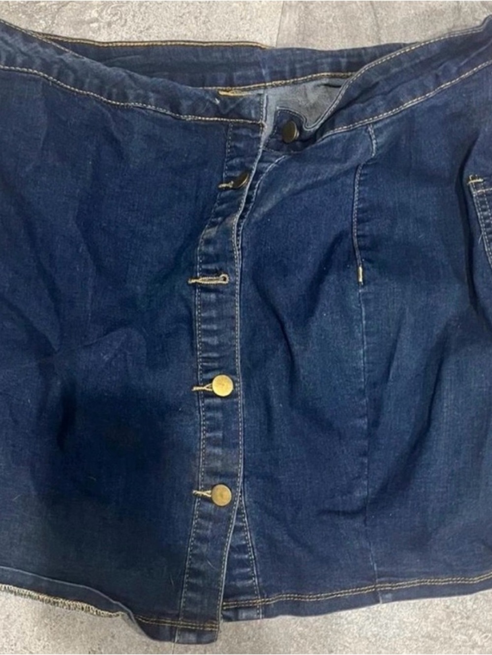 SHEIN Women 2XL Dark Blue Denim Jeans with Gold Stitching
